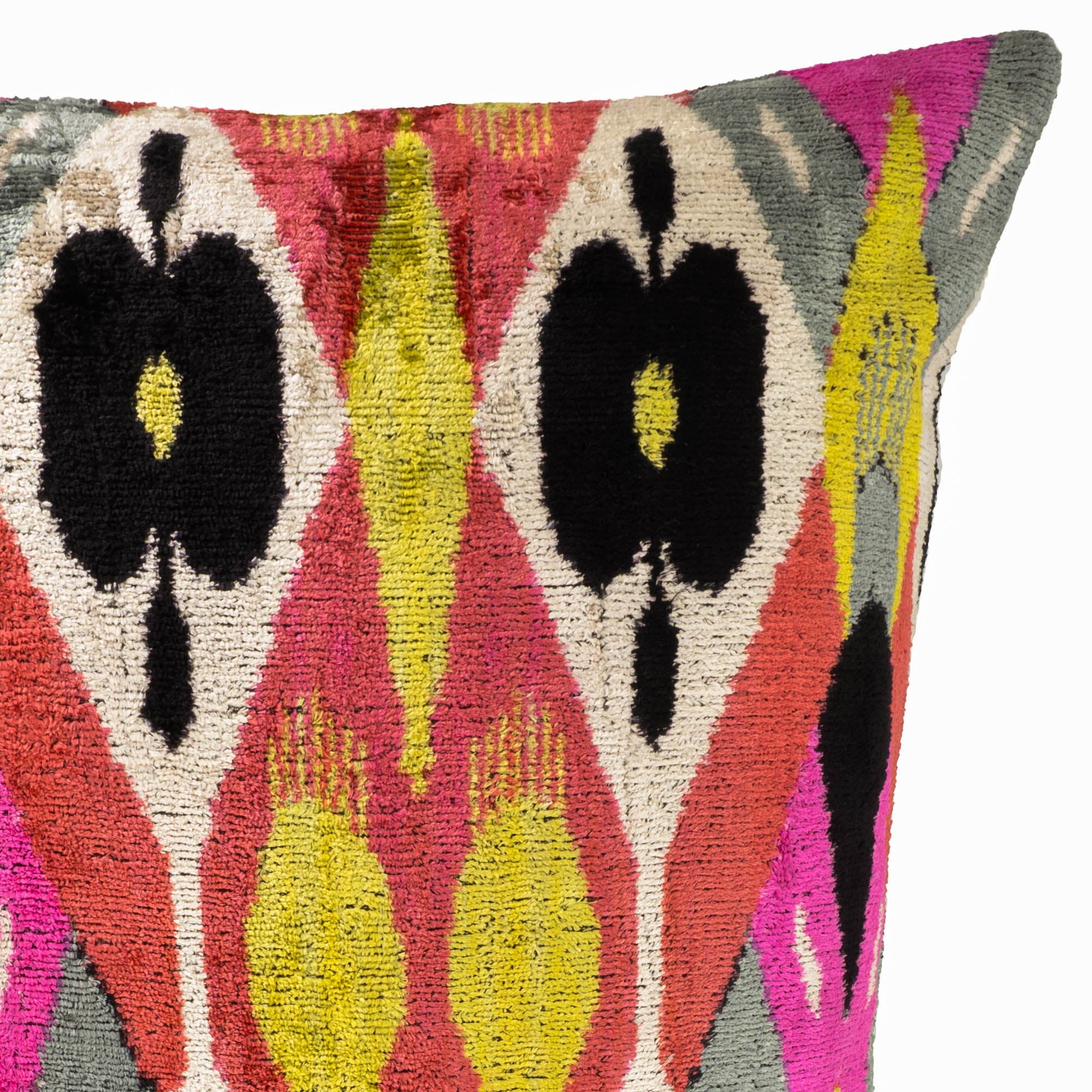 Euphora Silk Velvet Ikat Pillow Cover, 20 x 20