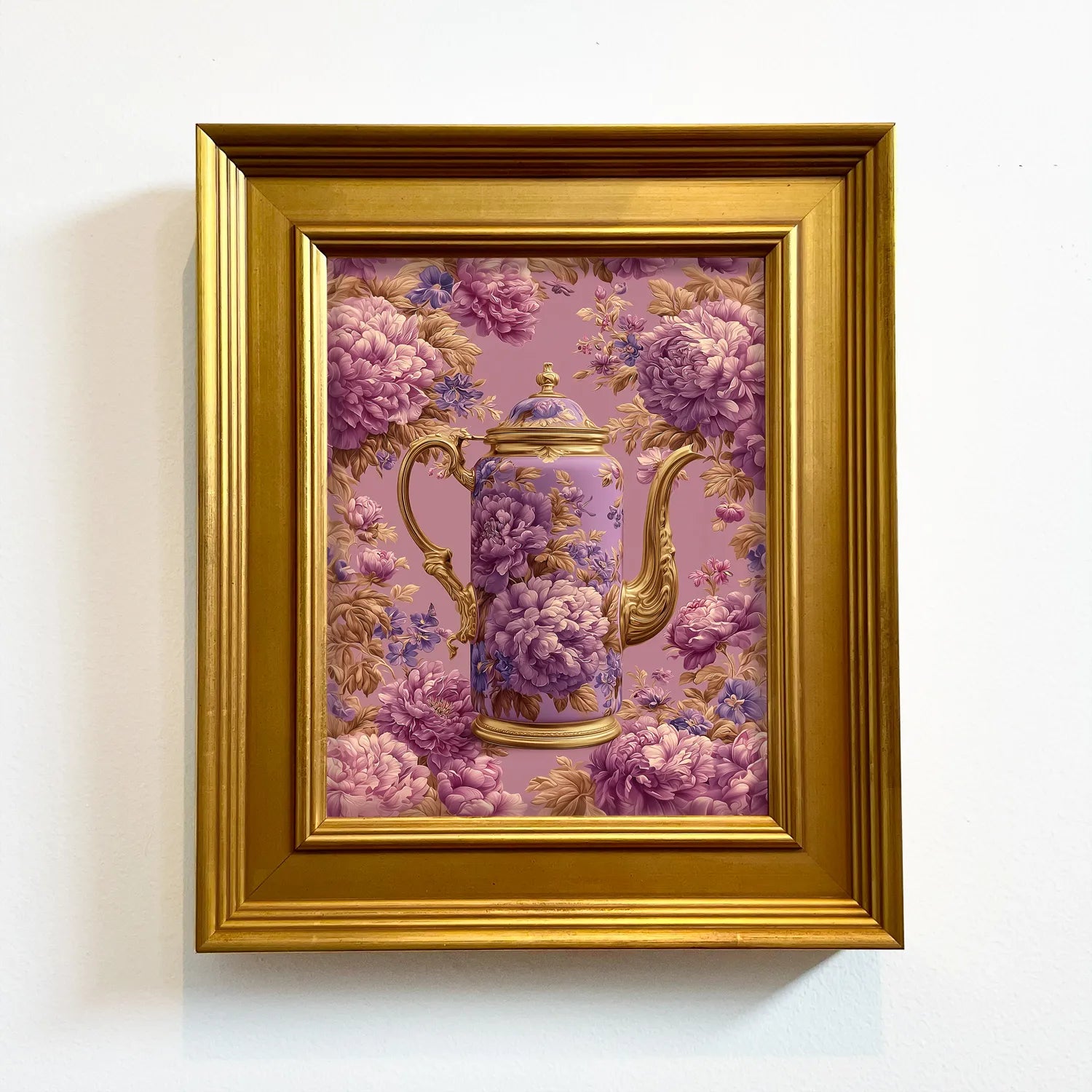 Lavender Peonies Coffee Pot | Framed Wall Art