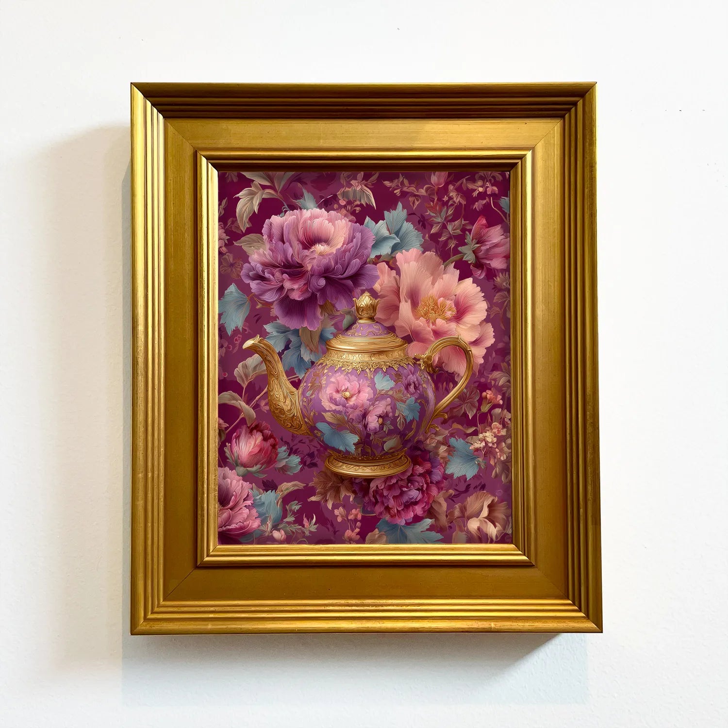 Mauve Peonies Teapot | Framed Wall Art
