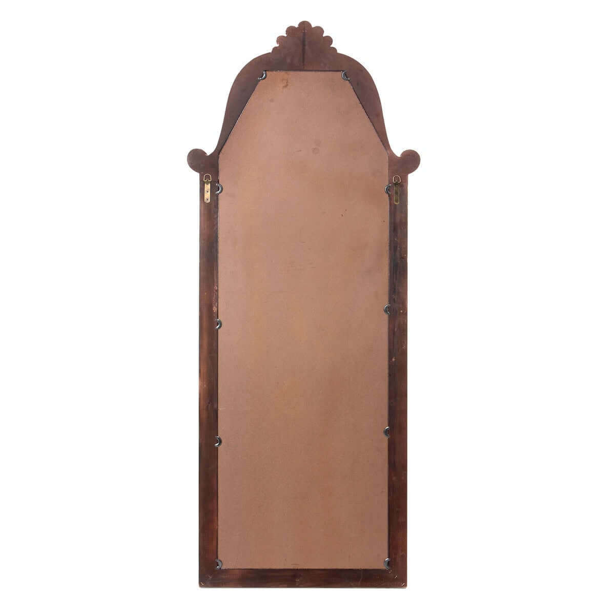 Wooden mirror with decorative frame on a white background