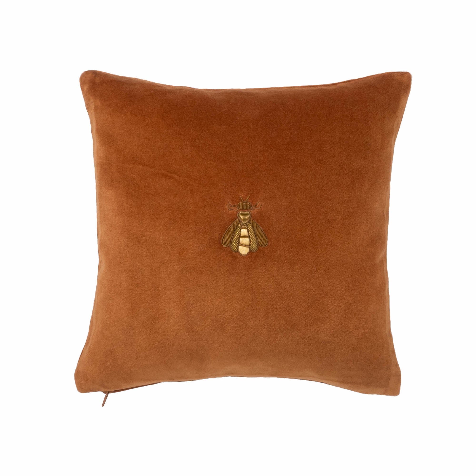 Golden Bee Silk Velvet Throw Pillow, 12 x 12