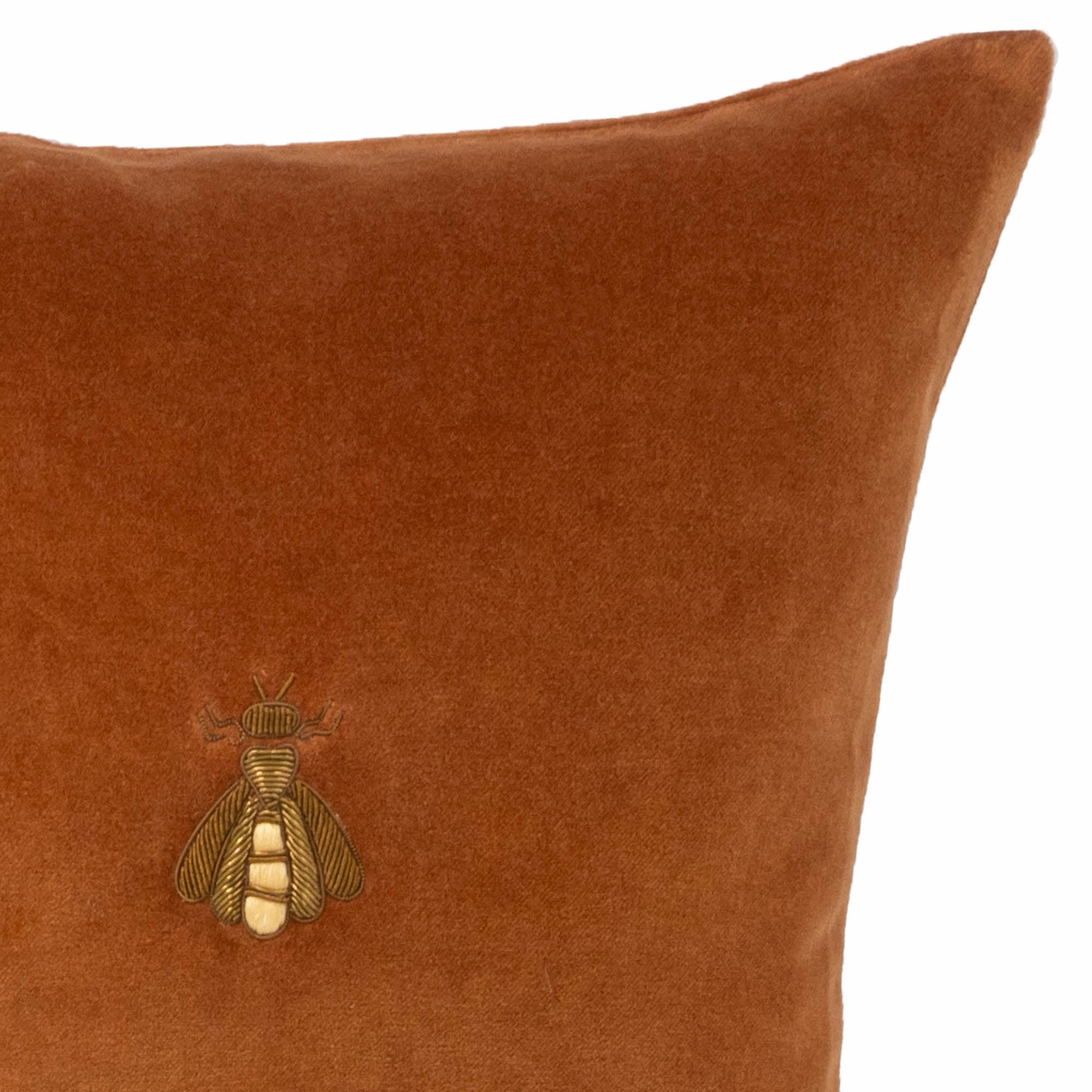 Golden Bee Silk Velvet Throw Pillow, 12 x 12
