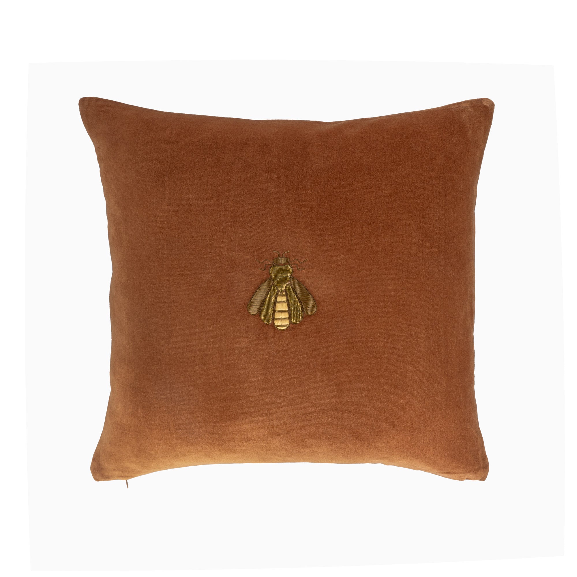 Golden Bee Silk Velvet Throw Pillow Cover, 20 x 20