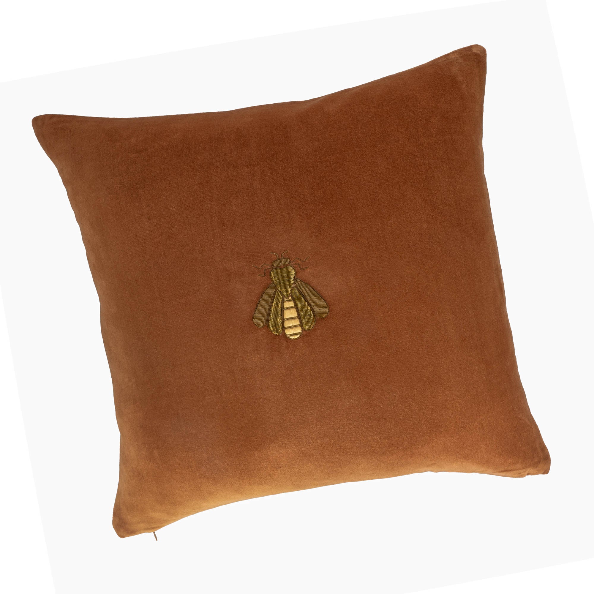 Golden Bee Silk Velvet Throw Pillow Cover, 20 x 20