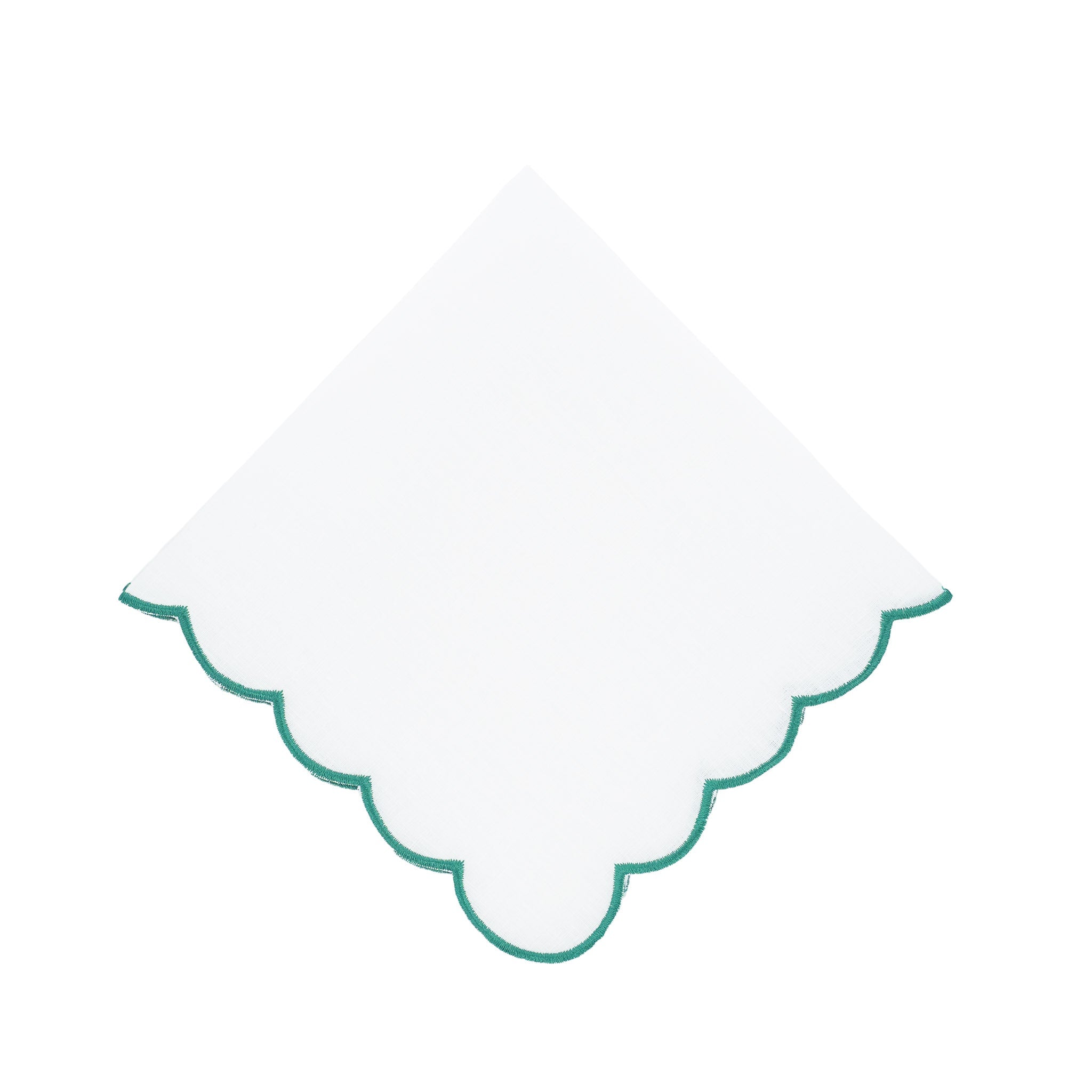 Green Scalloped Linen Napkins, Set of 4