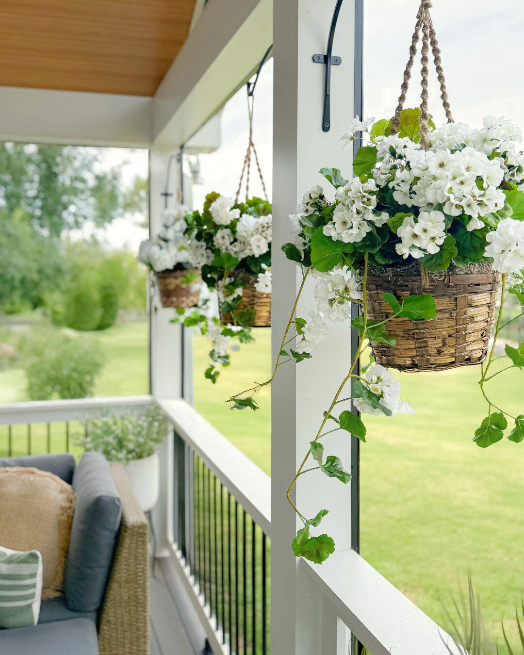UV Treated Indoor/Outdoor Natural Touch Geranium Hanging Bush - 36"