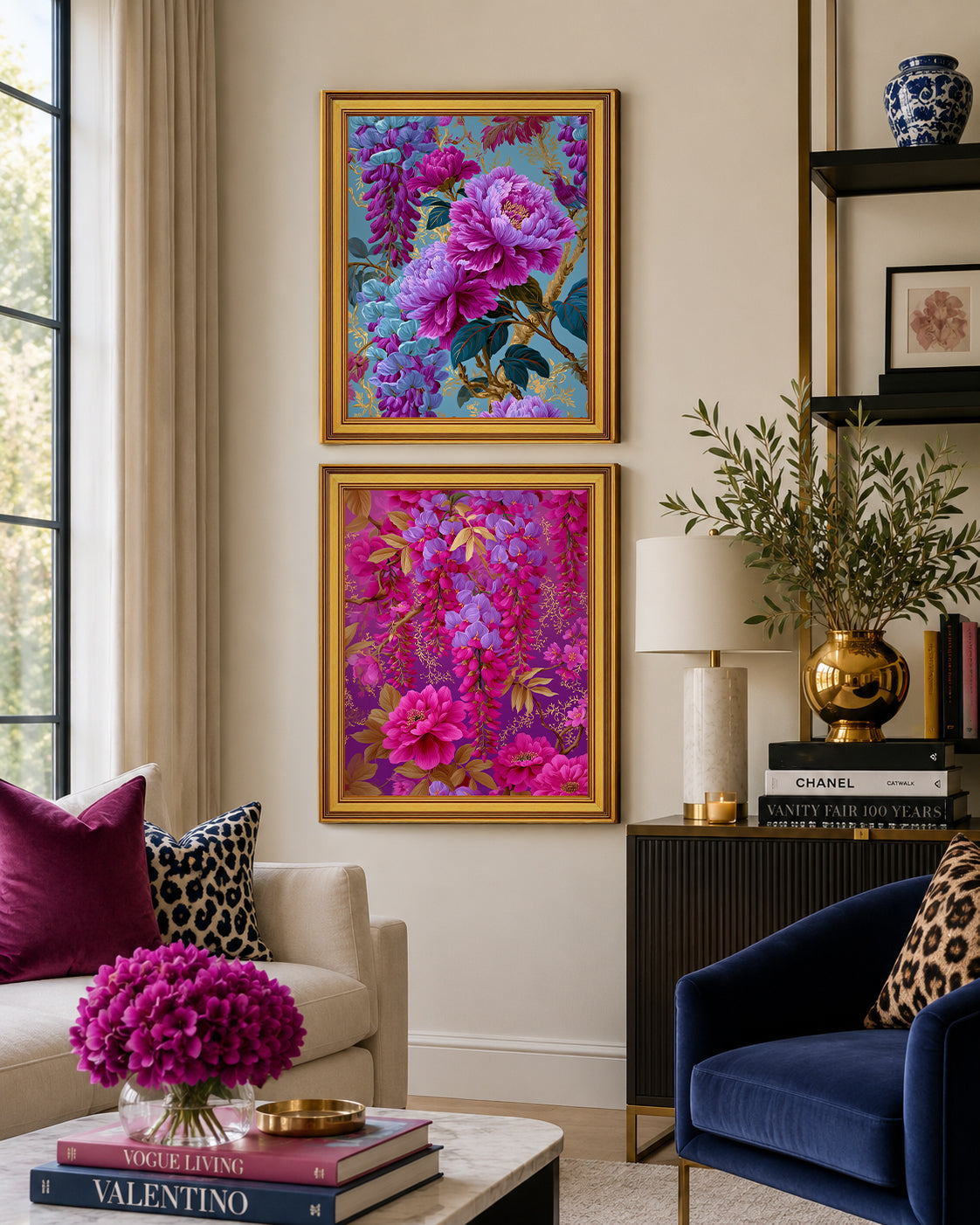 Fuchsia Wisteria Reverie | Framed Botanical Wall Art