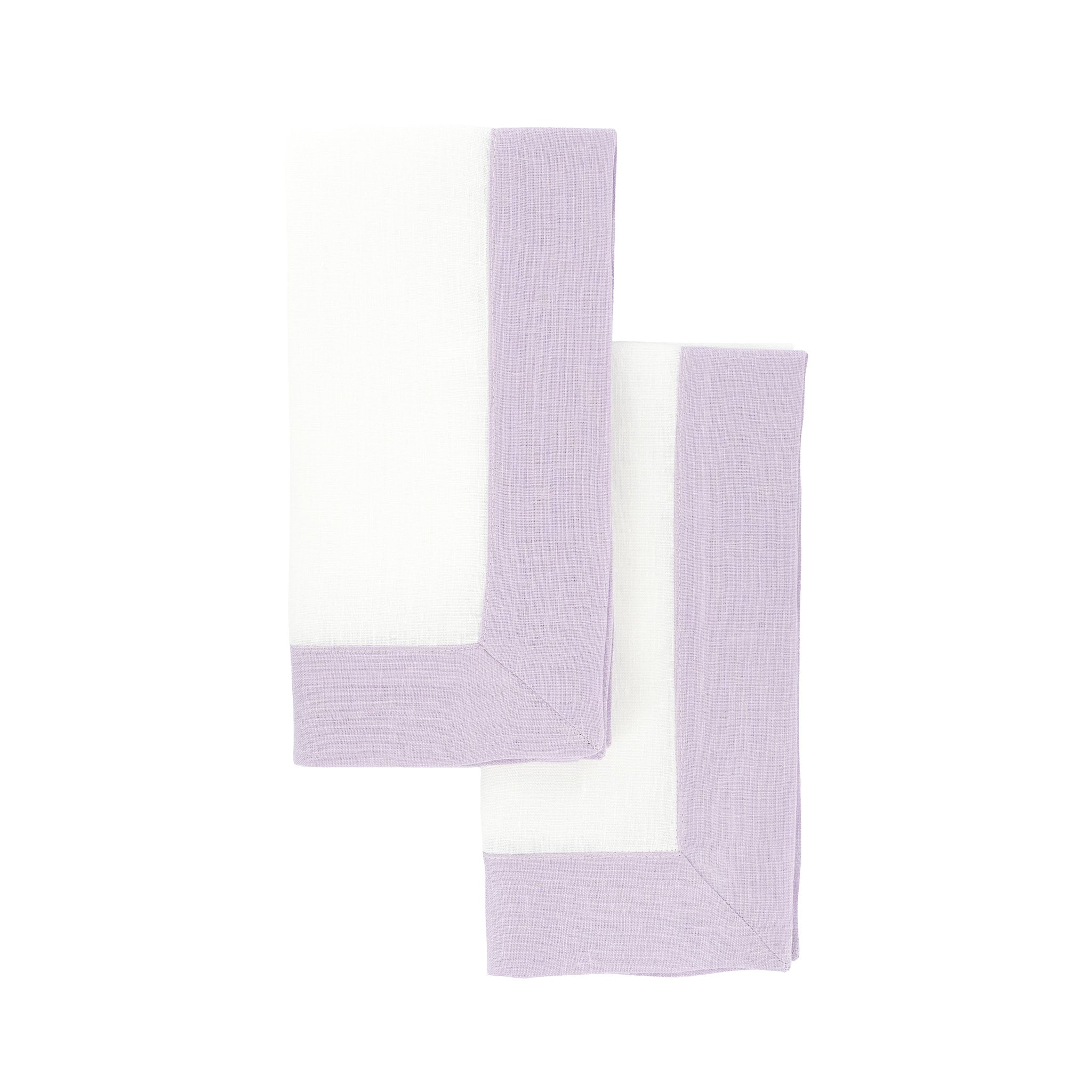 Lilac Linen Napkins with Double Sided Borders, Set of 4