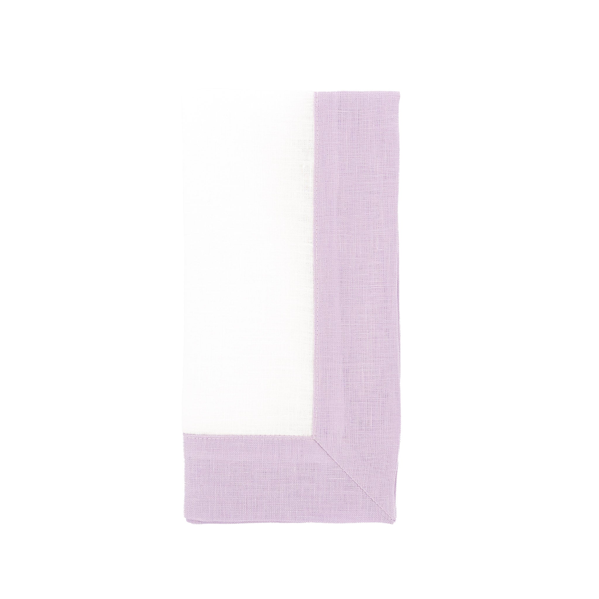 Lilac Linen Napkins with Double Sided Borders, Set of 4