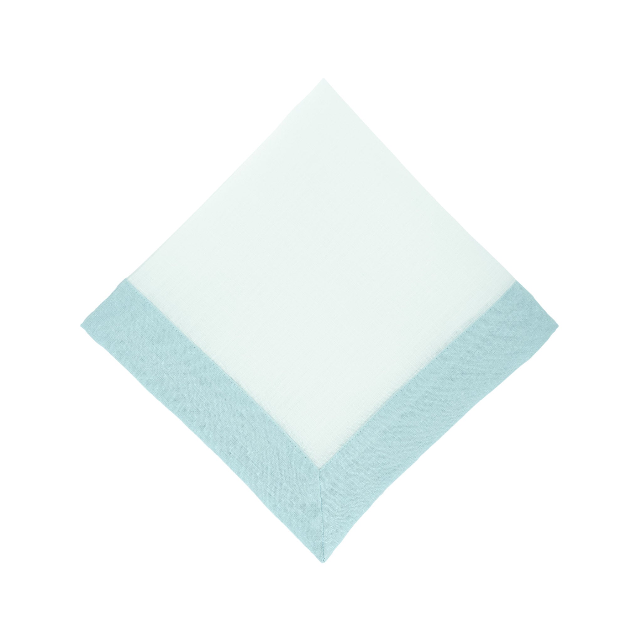 Mint Linen Napkins with Green Double Sided Borders, Set of 4