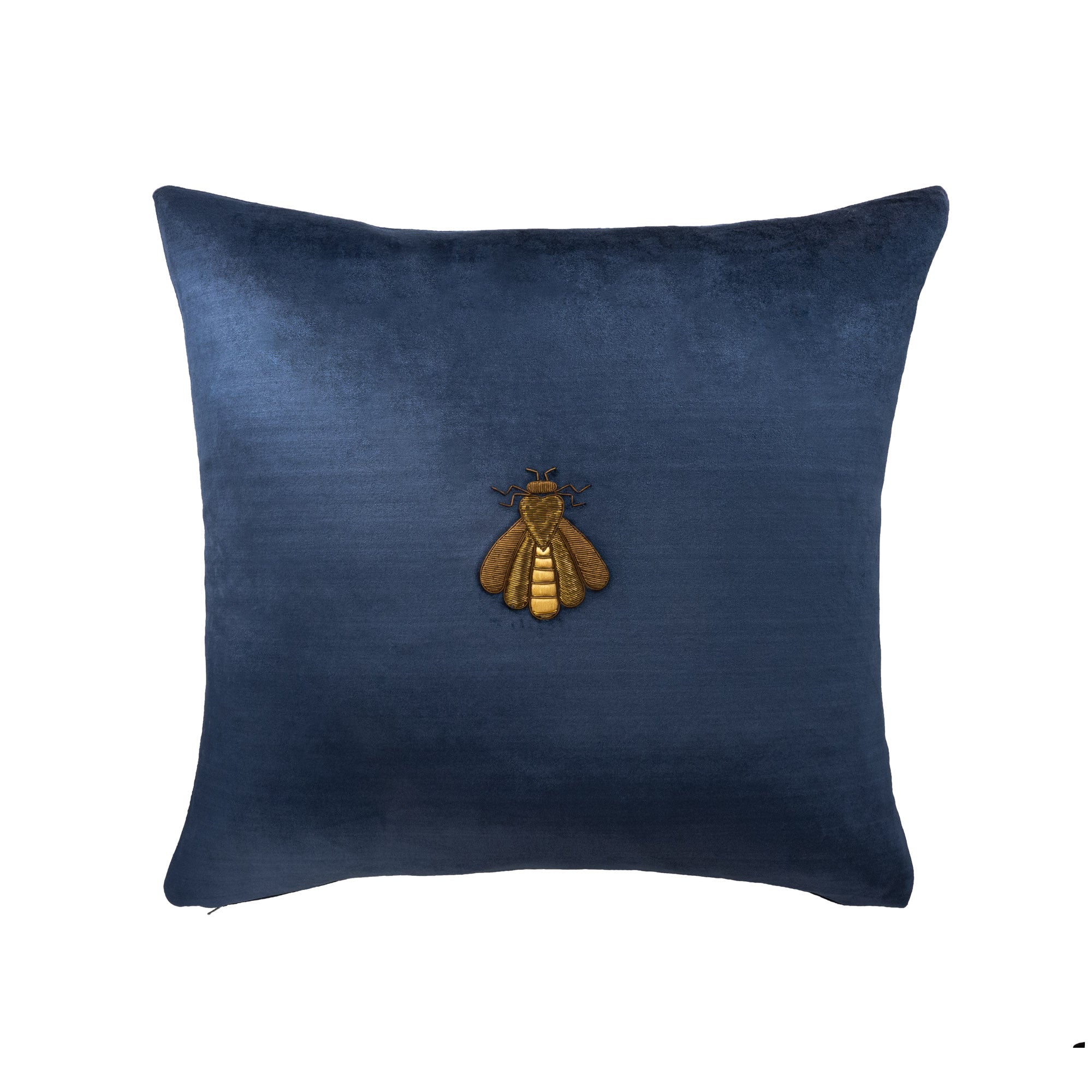 Navy Bee Silk Velvet Throw Pillow Cover, 20 x 20