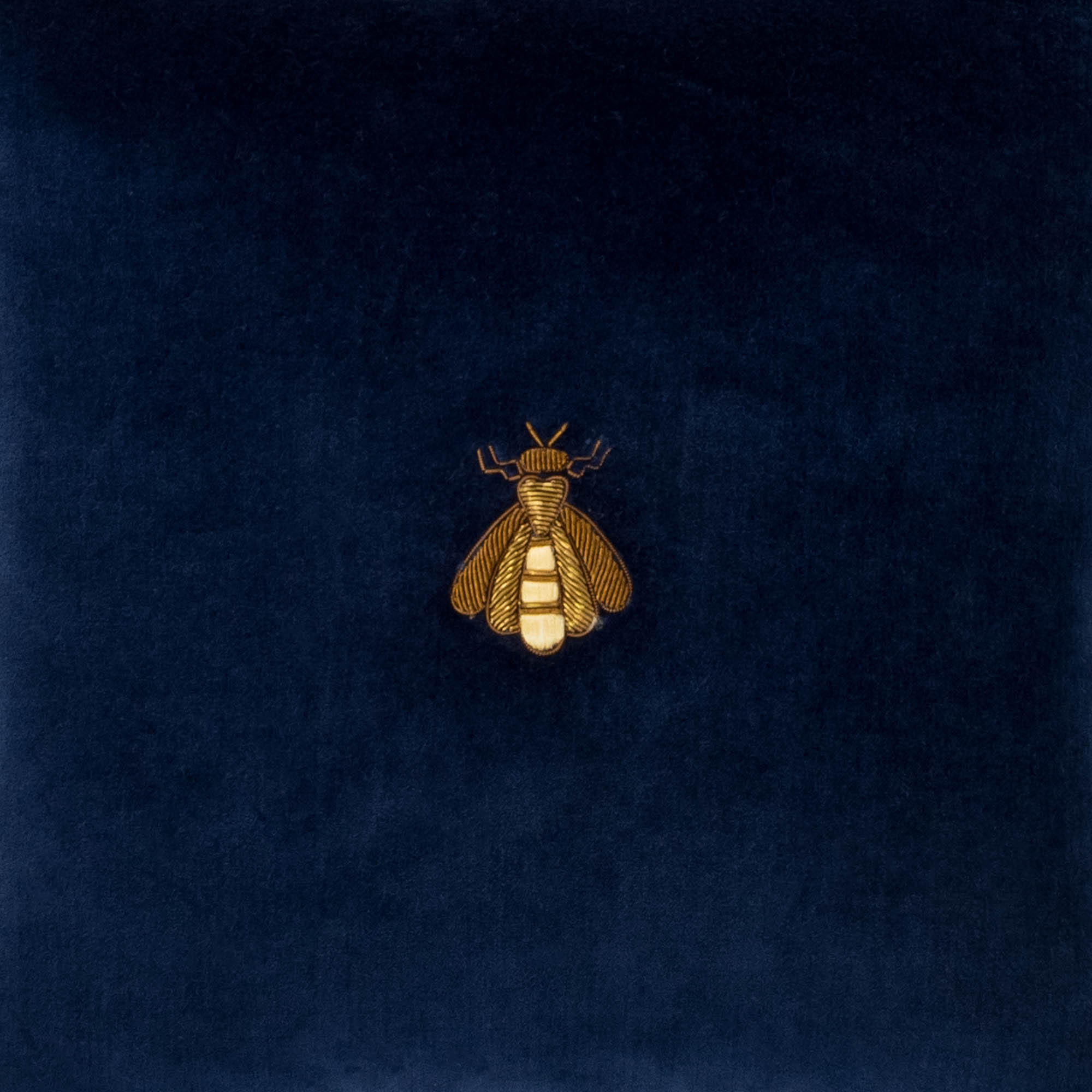 Navy Bee Silk Velvet Throw Pillow Cover, 12 x 12