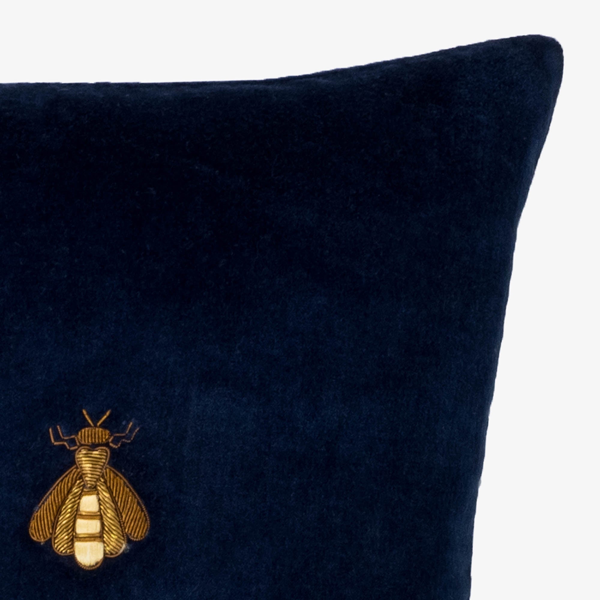 Navy Bee Silk Velvet Throw Pillow Cover, 12 x 12