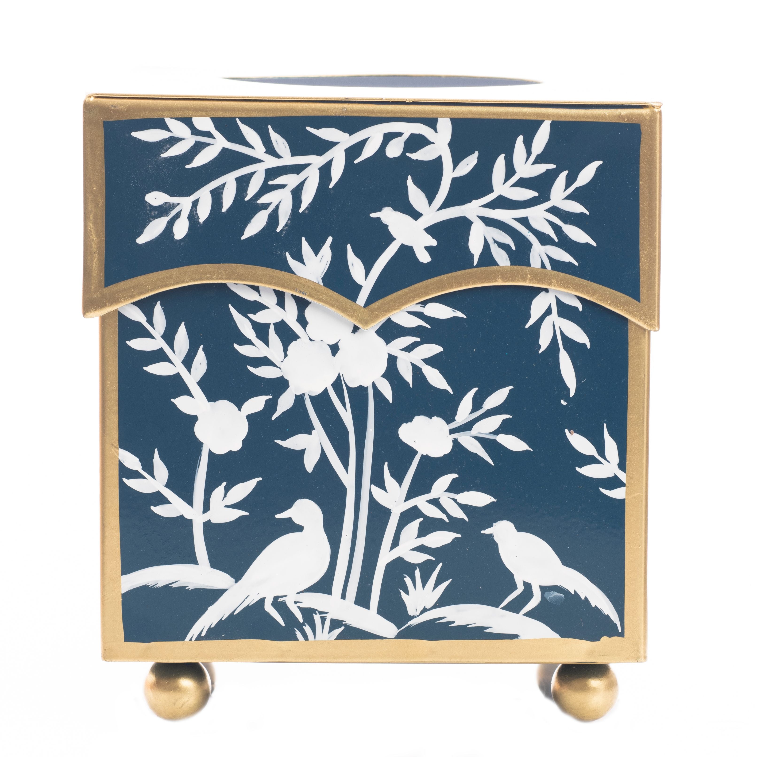 Navy & White Chinoiserie Wastepaper Basket & Tissue (3 Options)
