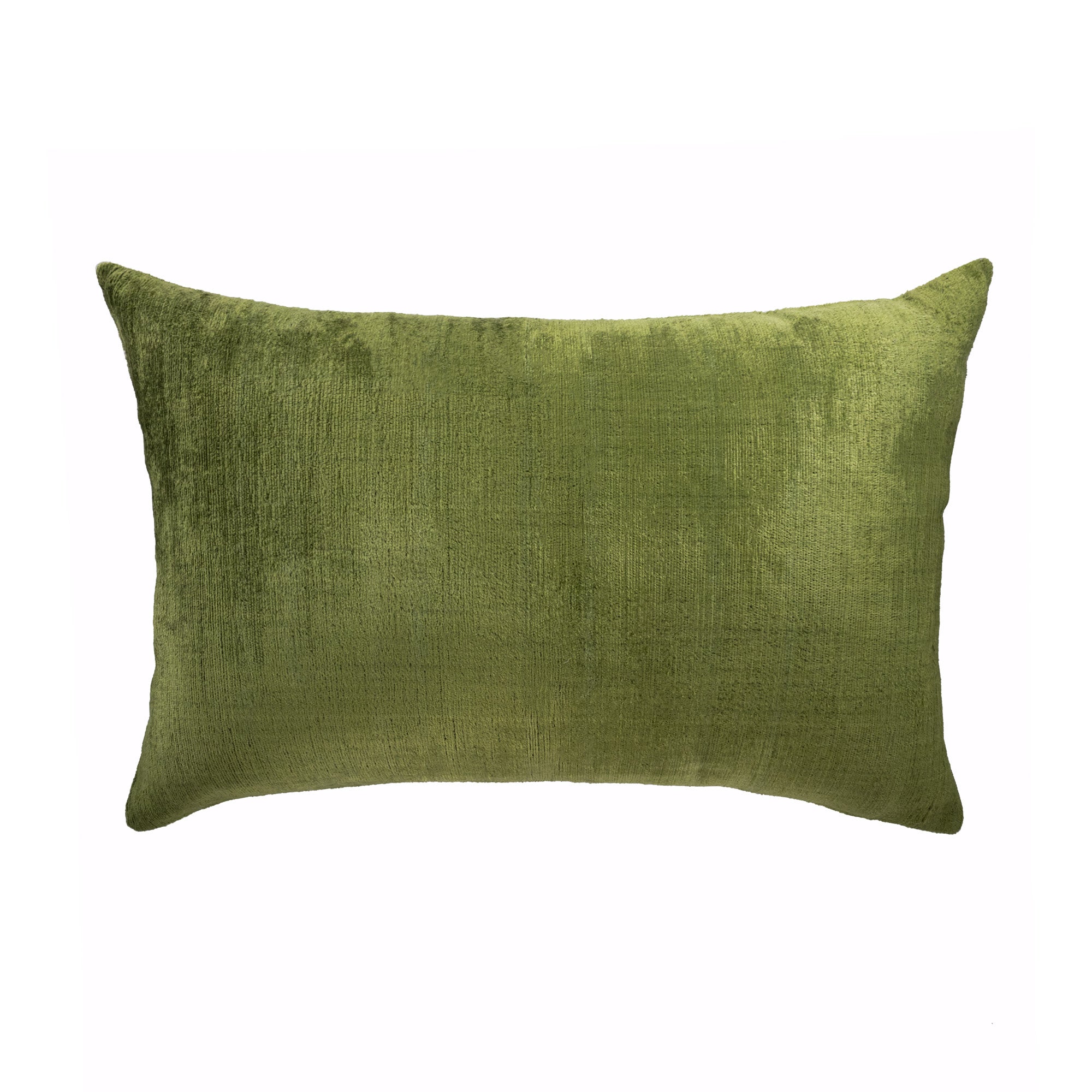 Olive Green Silk Velvet Ikat Pillow Cover, 16 x 24