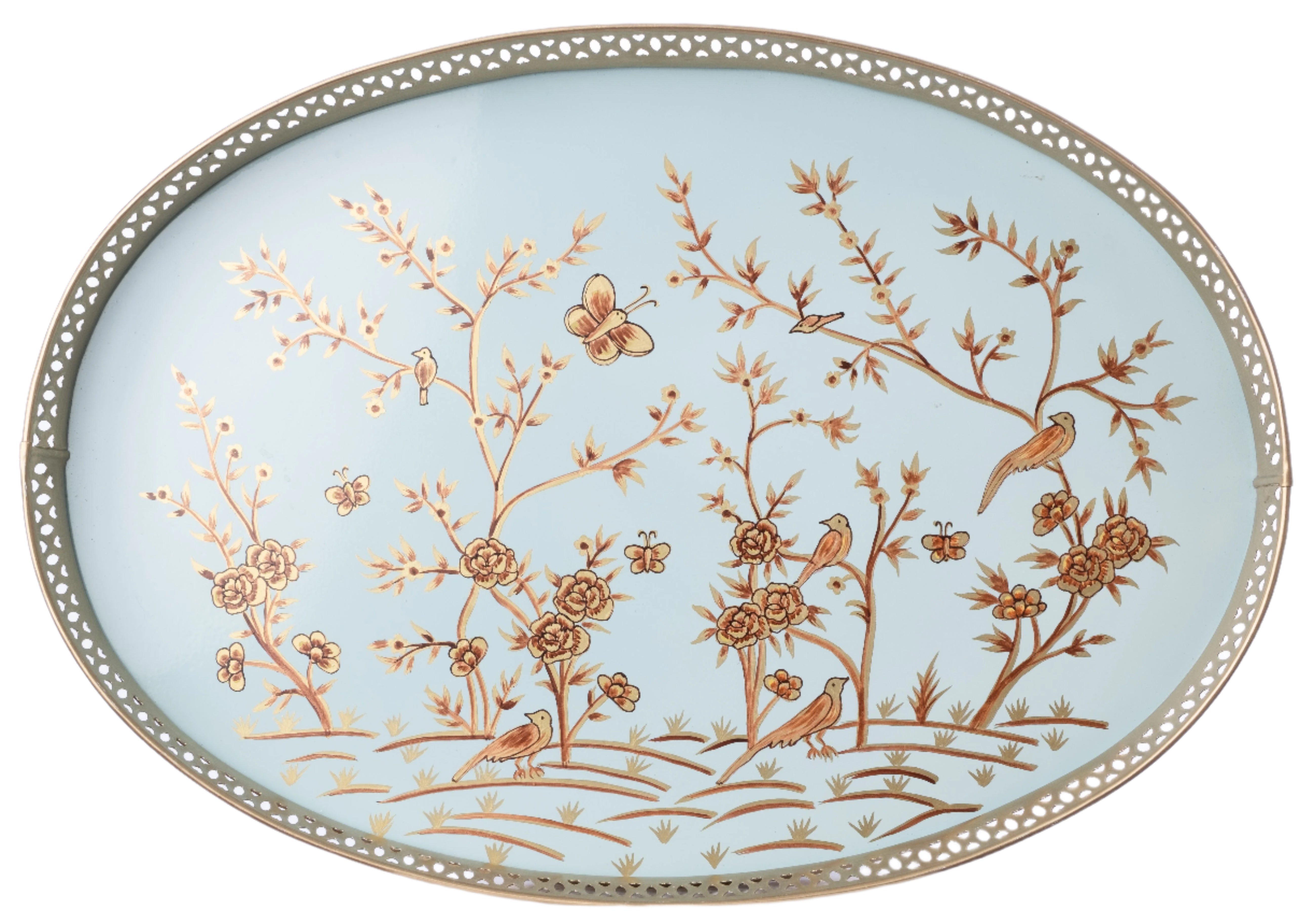 Pale Blue Round Pierced Tray