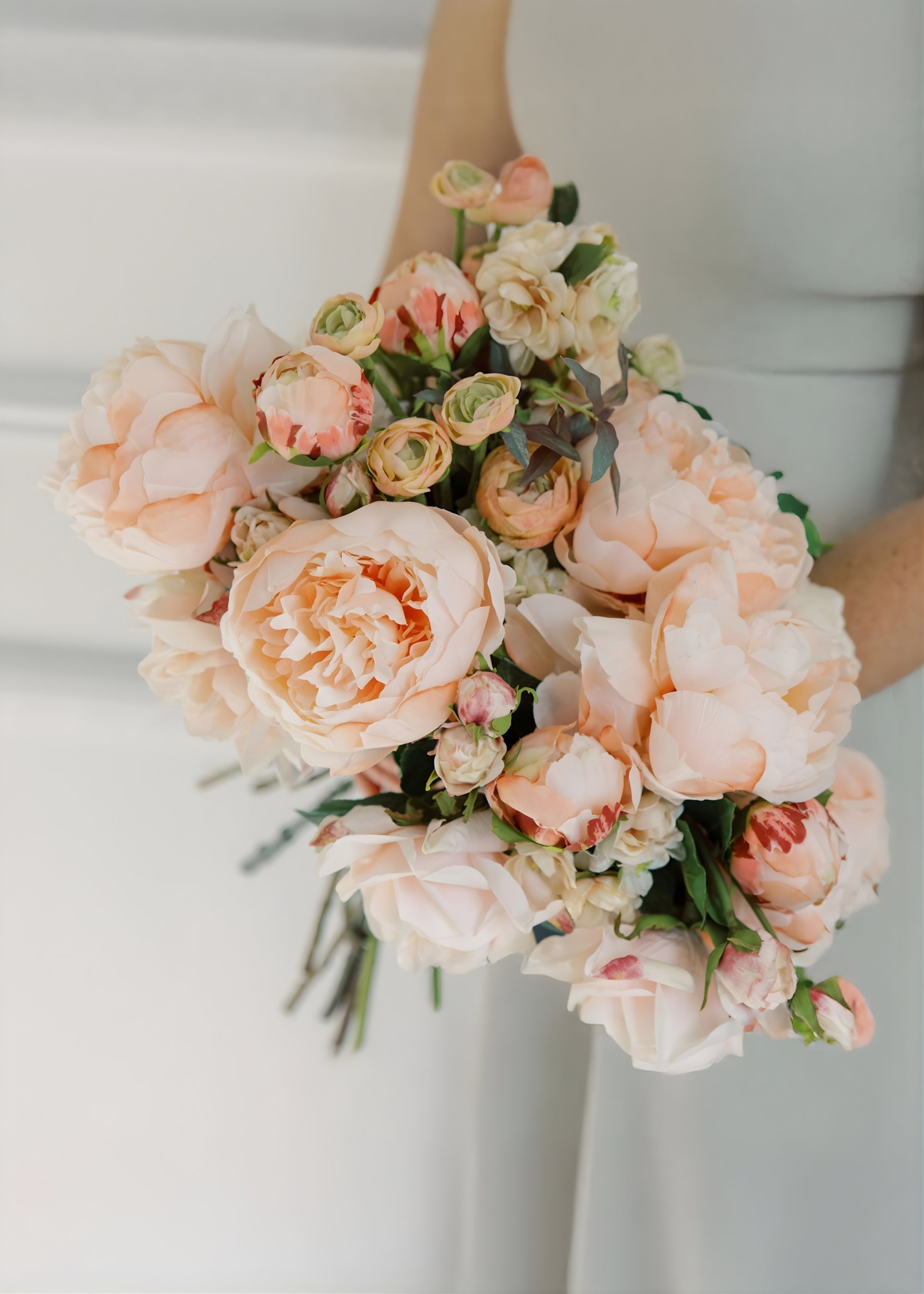 Real Touch Faux Ranunculus in Peach - 21.5"