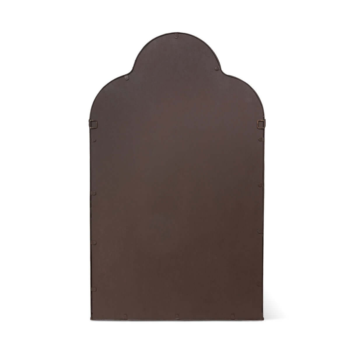 Dark brown leather sleeve with a geometric cutout on a white background