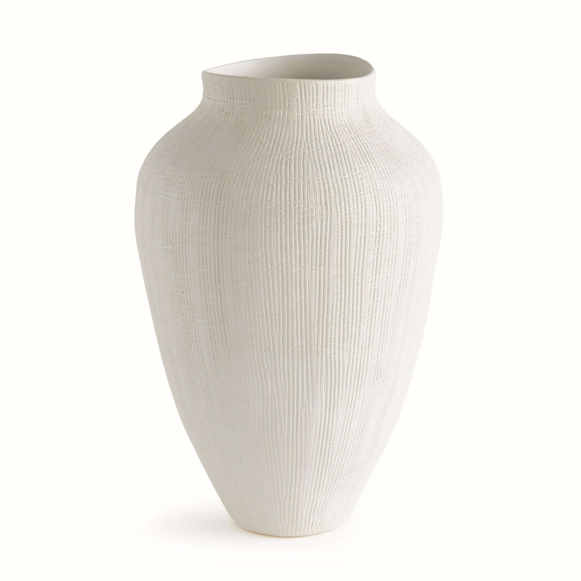 White textured vase on a white background