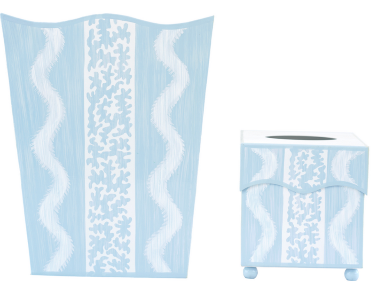 Blue Ikat Wastepaper Basket & Tissue (2 Options)