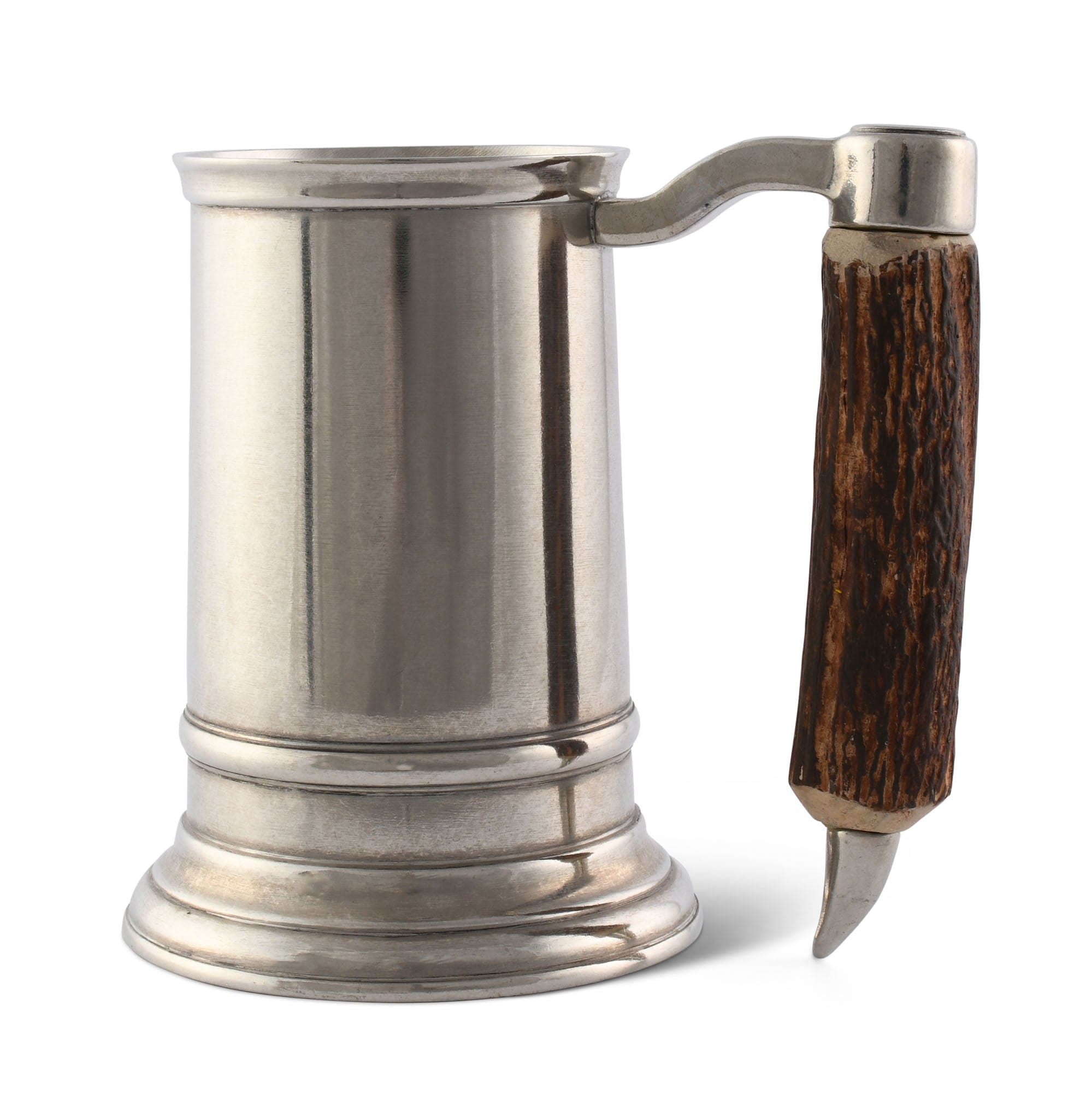 Straight English Pewter Mug Composite Antler Handle