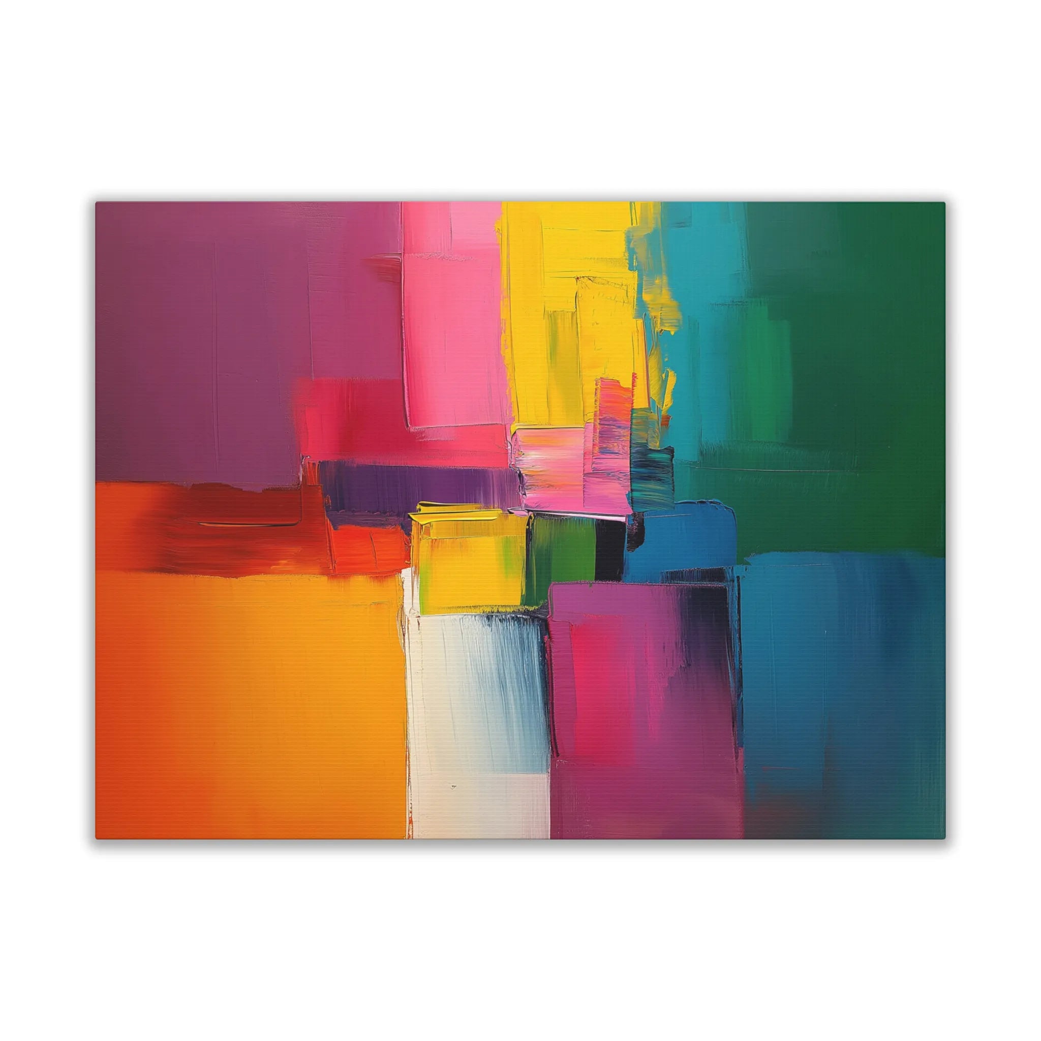 Abstract art piece with colorful geometric shapes on a white background
