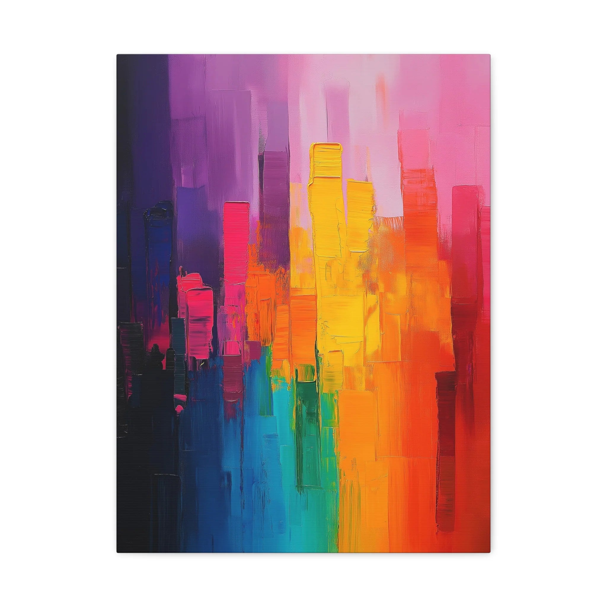 Abstract painting with vibrant colors on a white background