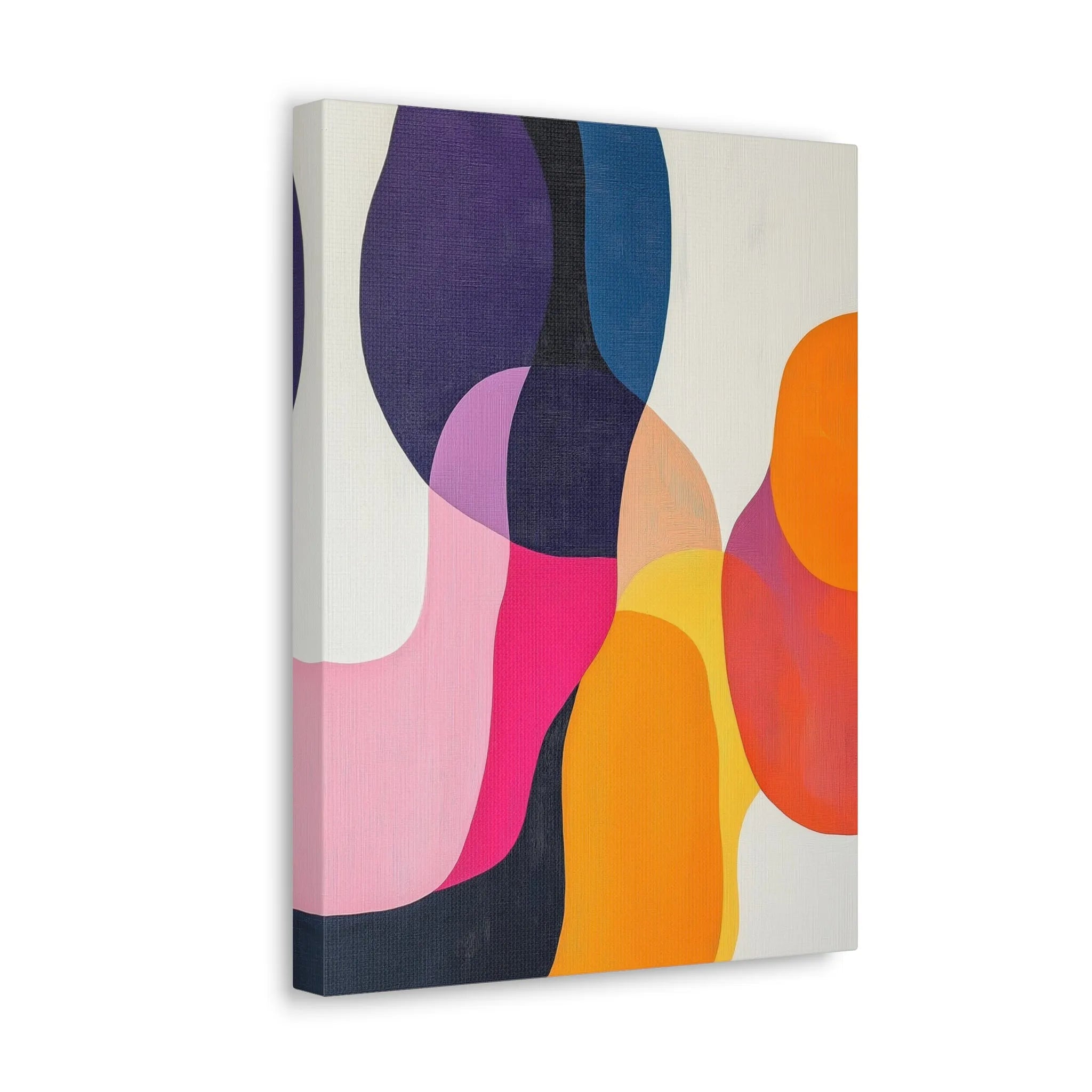 Canvas print with abstract colorful design on a white background side view 'curves II'