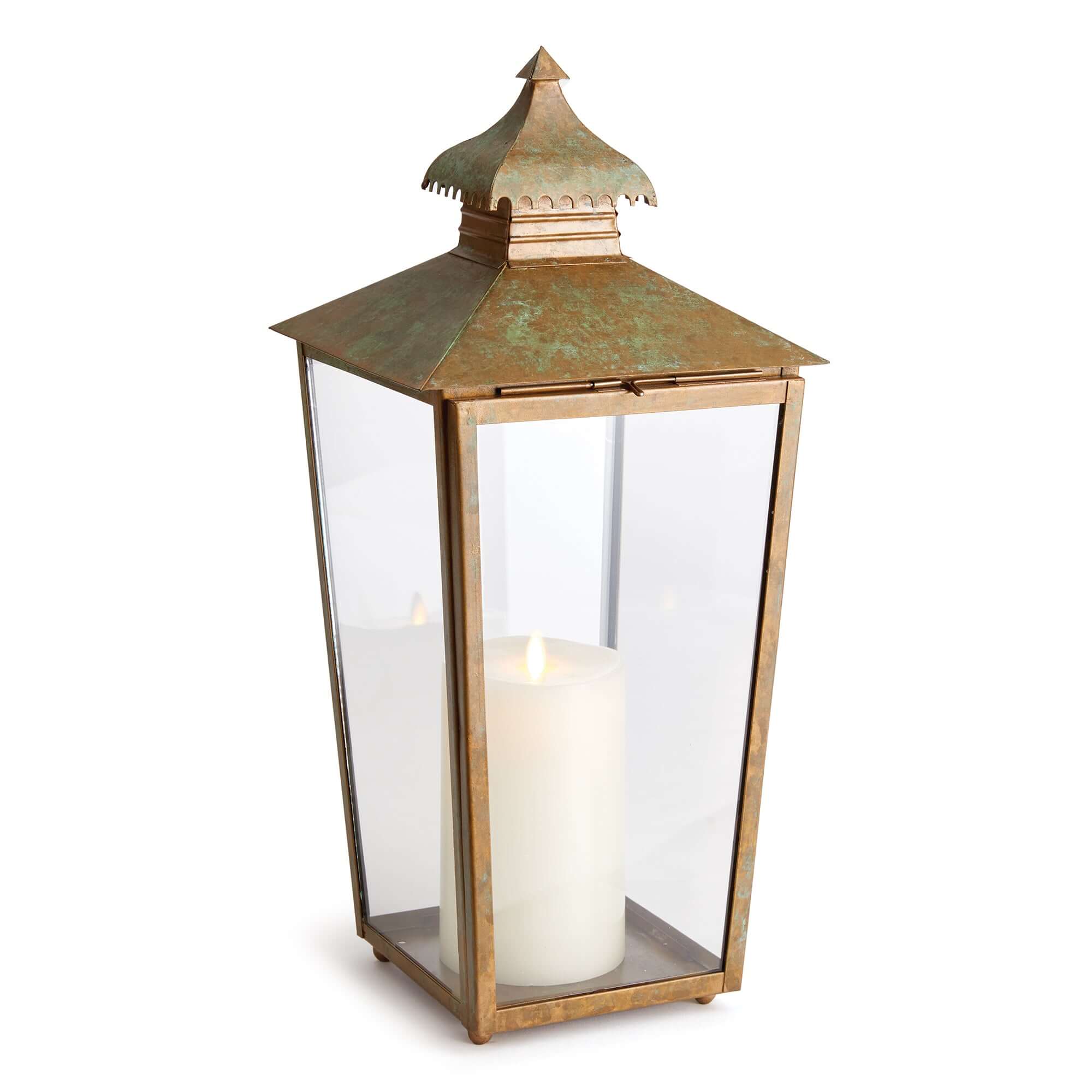 Decorative lantern with a candle inside on a white background