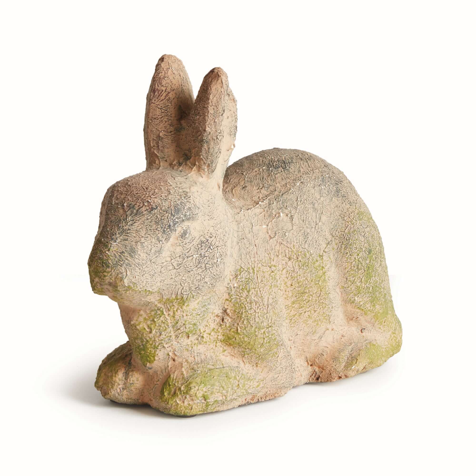 Stone rabbit sculpture on a white background