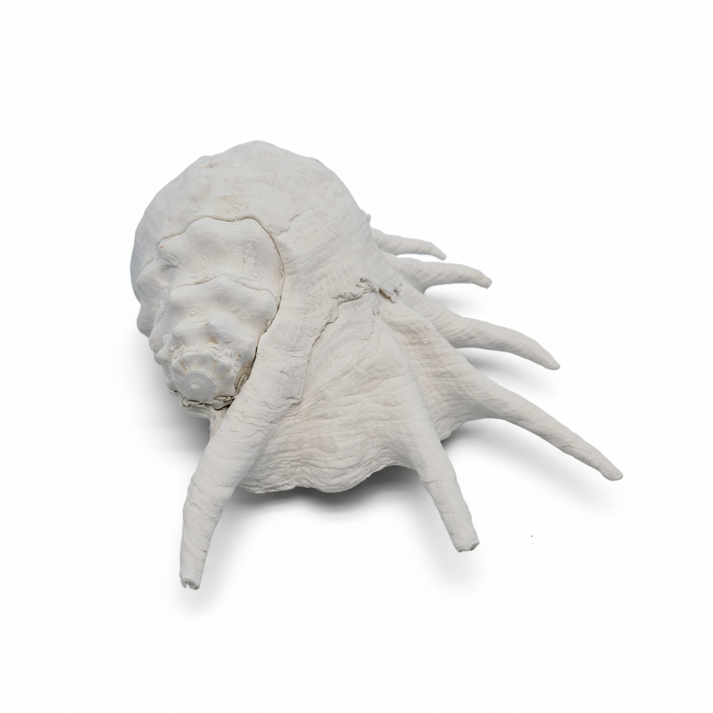 Front view of a white Lambis Truncata Shell (Lambis truncata) – 11" on a white background